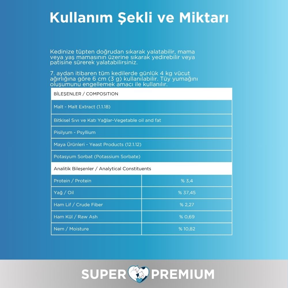 resimler/genel/Oprobiotic Kediler İçin Süper Premium Malt Macun 100gr (TÜY YUMAĞI ÖNLEYİCİ)